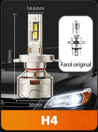 X12 LED headlight Bulb H4 40000LM Super Bright  300W CSP3570 Chip, 6000K White Light, 12-24V Plug and Play 2-Pack