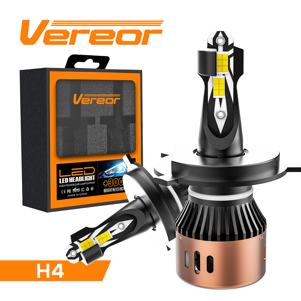 R11 headlight bulbs H4 Brighter 6000K White, Fan-Cooled, No Flicker, Plug & Play, Off Road or Fog Light, 2 Pack
